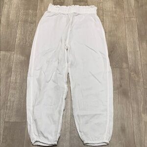 Womens Saks Fifth Avenue 100% Linen Baggy White Pull On Jogger‎ Pants